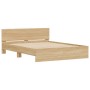 Estructura de cama cabecero y luces LED roble Sonoma 150x200 cm de , Camas y somieres - Ref: Foro24-3207604, Precio: 182,93 €...
