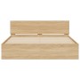 Estructura de cama cabecero y luces LED roble Sonoma 150x200 cm de , Camas y somieres - Ref: Foro24-3207604, Precio: 182,93 €...