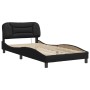 Estructura cama con luces LED cuero sintético negro 100x200 cm de , Camas y somieres - Ref: Foro24-3213913, Precio: 140,90 €,...
