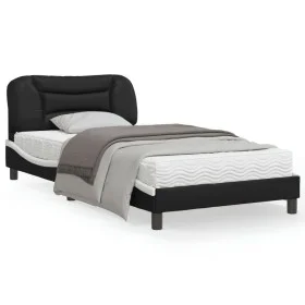 Bed frame with LED synthetic leather black white 100x200 cm by , Beds and slatted bases - Ref: Foro24-3213918, Price: 138,24 ...