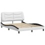 Estructura cama con LED cuero sintético blanco negro 120x200 cm de , Camas y somieres - Ref: Foro24-3213926, Precio: 219,52 €...