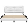 Estructura cama con LED cuero sintético blanco negro 120x200 cm de , Camas y somieres - Ref: Foro24-3213926, Precio: 219,52 €...