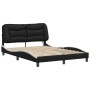 Estructura cama con LED cuero sintético negro blanco 140x200 cm de , Camas y somieres - Ref: Foro24-3213939, Precio: 235,43 €...