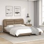 Estructura de cama con luces LED cuero PE capuchino 160x200 cm de , Camas y somieres - Ref: Foro24-3213945, Precio: 267,17 €,...
