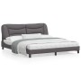 Estructura de cama con luz LED cuero sintético gris 180x200 cm de , Camas y somieres - Ref: Foro24-3213951, Precio: 261,37 €,...