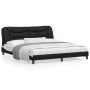 Estructura de cama con luz LED cuero PE negro blanco 180x200 cm de , Camas y somieres - Ref: Foro24-3213953, Precio: 264,17 €...