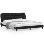 Estructura de cama con luz LED cuero PE negro blanco 180x200 cm de , Camas y somieres - Ref: Foro24-3213953, Precio: 264,13 €...