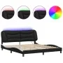 Estructura de cama con luz LED cuero PE negro blanco 180x200 cm de , Camas y somieres - Ref: Foro24-3213953, Precio: 264,13 €...