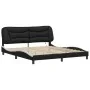 Estructura de cama con luz LED cuero PE negro blanco 180x200 cm de , Camas y somieres - Ref: Foro24-3213953, Precio: 264,13 €...