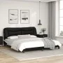 Estructura de cama con luz LED cuero PE negro blanco 180x200 cm de , Camas y somieres - Ref: Foro24-3213953, Precio: 264,13 €...