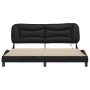 Estructura de cama con luz LED cuero PE negro blanco 180x200 cm de , Camas y somieres - Ref: Foro24-3213953, Precio: 264,17 €...