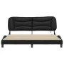 Estructura de cama con luz LED cuero PE negro blanco 180x200 cm de , Camas y somieres - Ref: Foro24-3213953, Precio: 264,13 €...