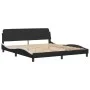 Estructura de cama con luz LED cuero PE negro blanco 180x200 cm de , Camas y somieres - Ref: Foro24-3213953, Precio: 264,13 €...