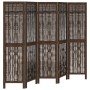 Biombo separador de 5 paneles madera paulownia marrón oscuro de , Divisores de ambientes - Ref: Foro24-358661, Precio: 107,67...