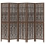 Biombo separador de 5 paneles madera paulownia marrón oscuro de , Divisores de ambientes - Ref: Foro24-358661, Precio: 107,67...
