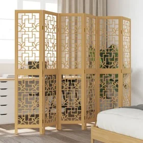 Biombo separador de 6 paneles madera maciza paulownia marrón de , Divisores de ambientes - Ref: Foro24-358874, Precio: 108,85...