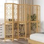 Biombo separador de 6 paneles madera maciza paulownia marrón de , Divisores de ambientes - Ref: Foro24-358874, Precio: 110,19...