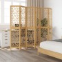 Biombo separador de 6 paneles madera maciza paulownia marrón de , Divisores de ambientes - Ref: Foro24-358874, Precio: 110,19...
