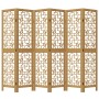 Biombo separador de 6 paneles madera maciza paulownia marrón de , Divisores de ambientes - Ref: Foro24-358874, Precio: 110,19...