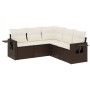 Set comedor de jardín 5 piezas y cojines ratán sintético marrón de , Conjuntos de jardín - Ref: Foro24-3220152, Precio: 340,4...