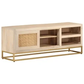 Mueble de TV madera maciza de mango y hierro 110x30x40 cm de , Almacenamiento para CD y DVD - Ref: Foro24-372022, Precio: 143...