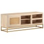 Mueble de TV madera maciza de mango y hierro 110x30x40 cm de , Almacenamiento para CD y DVD - Ref: Foro24-372022, Precio: 144...