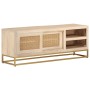 Mueble de TV madera maciza de mango y hierro 110x30x40 cm de , Almacenamiento para CD y DVD - Ref: Foro24-372022, Precio: 144...