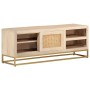 Mueble de TV madera maciza de mango y hierro 110x30x40 cm de , Almacenamiento para CD y DVD - Ref: Foro24-372022, Precio: 144...