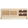Mueble de TV madera maciza de mango y hierro 110x30x40 cm de , Almacenamiento para CD y DVD - Ref: Foro24-372022, Precio: 144...