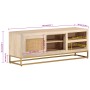 Mueble de TV madera maciza de mango y hierro 110x30x40 cm de , Almacenamiento para CD y DVD - Ref: Foro24-372022, Precio: 144...
