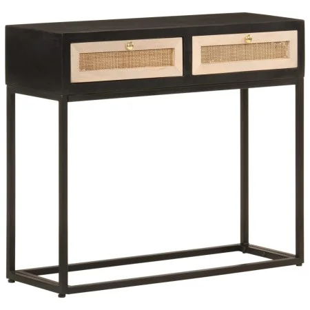 Mesa consola madera maciza de mango y hierro negro 90x30x76 cm de , Mesas auxiliares - Ref: Foro24-372003, Precio: 107,41 €, ...