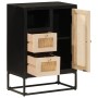 Aparador de hierro y madera maciza de mango negro 55x30x76 cm de , Taquillas y armarios de almacenamiento - Ref: Foro24-37200...