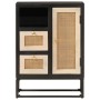 Aparador de hierro y madera maciza de mango negro 55x30x76 cm de , Taquillas y armarios de almacenamiento - Ref: Foro24-37200...