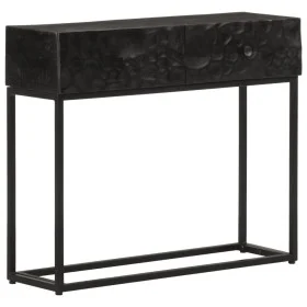 Mesa consola madera maciza de mango y hierro negro 90x30x76 cm de , Taquillas y armarios de almacenamiento - Ref: Foro24-3720...