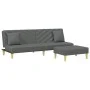 Sofá cama de 2 plazas con almohadas y taburete tela gris oscuro de , Sofás - Ref: Foro24-3216256, Precio: 296,51 €, Descuento: %