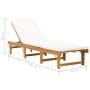Tumbona plegable con cojín madera maciza de acacia de vidaXL, Tumbonas - Ref: Foro24-46490, Precio: 251,47 €, Descuento: %