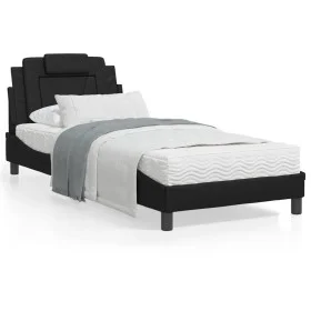Cama con colchón cuero sintético negro 90x190 cm de , Camas y somieres - Ref: Foro24-3208761, Precio: 256,70 €, Descuento: %