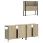 Set de muebles de baño 3 pzas madera contrachapada roble Sonoma de , Muebles de baño - Ref: Foro24-3214666, Precio: 179,42 €,...