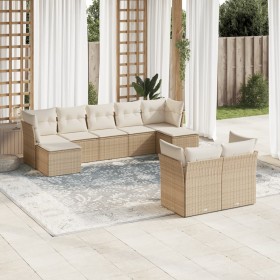 Set de sofás de jardín 9 pzas con cojines ratán sintético beige en Conjuntos de jardín | Comprar online en Foru.es