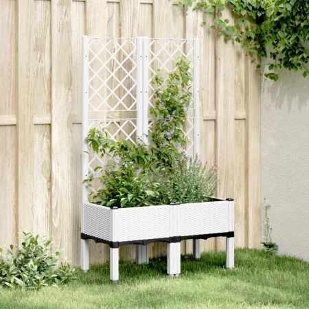 Jardinera con enrejado PP blanco 80x40x142 cm de , Maceteros y jardineras - Ref: Foro24-367924, Precio: 87,69 €, Descuento: %
