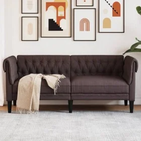 Sofá Chesterfield de 2 plazas tela marrón oscuro de , Sofás - Ref: Foro24-372550, Precio: 299,62 €, Descuento: %