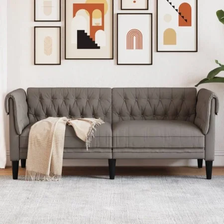 Sofá Chesterfield de 2 plazas tela gris taupe de , Sofás - Ref: Foro24-372552, Precio: 249,99 €, Descuento: %