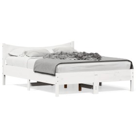 Estructura de cama de madera maciza de pino blanco 140x190 cm de , Camas y somieres - Ref: Foro24-844742, Precio: 126,52 €, D...