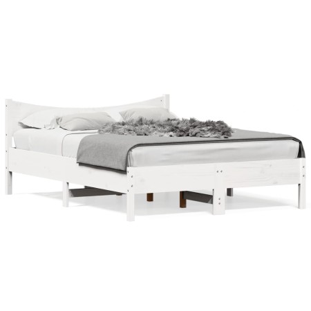 Estructura de cama de madera maciza de pino blanco 140x190 cm de , Camas y somieres - Ref: Foro24-844742, Precio: 126,52 €, D...
