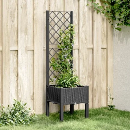 Jardinera con enrejado PP negro 40x40x142 cm de , Maceteros y jardineras - Ref: Foro24-367918, Precio: 55,43 €, Descuento: %