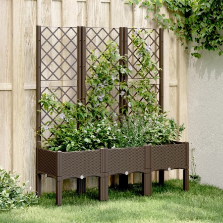 Jardinera con enrejado PP marrón 120x40x142 cm de , Maceteros y jardineras - Ref: Foro24-367930, Precio: 118,52 €, Descuento: %