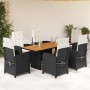 Set de comedor de jardín 7 pzas y cojines ratán sintético negro de , Conjuntos de jardín - Ref: Foro24-3212272, Precio: 815,2...