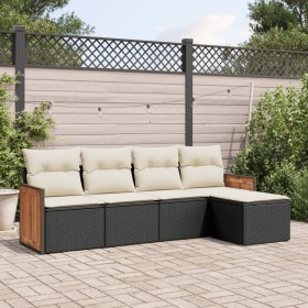 Set de muebles de jardín 5 pzas y cojines ratán sintético negro de , Conjuntos de jardín - Ref: Foro24-3259998, Precio: 307,3...