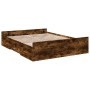 Cama con cajones madera de ingeniería roble ahumado 150x200 cm de , Camas y somieres - Ref: Foro24-3280290, Precio: 149,46 €,...