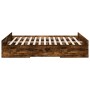 Cama con cajones madera de ingeniería roble ahumado 150x200 cm de , Camas y somieres - Ref: Foro24-3280290, Precio: 149,46 €,...